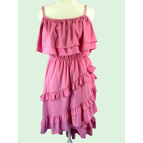 Strut & Bolt Pink Ruffle Layered Midi Sundress size medium - Picture 10 of 16